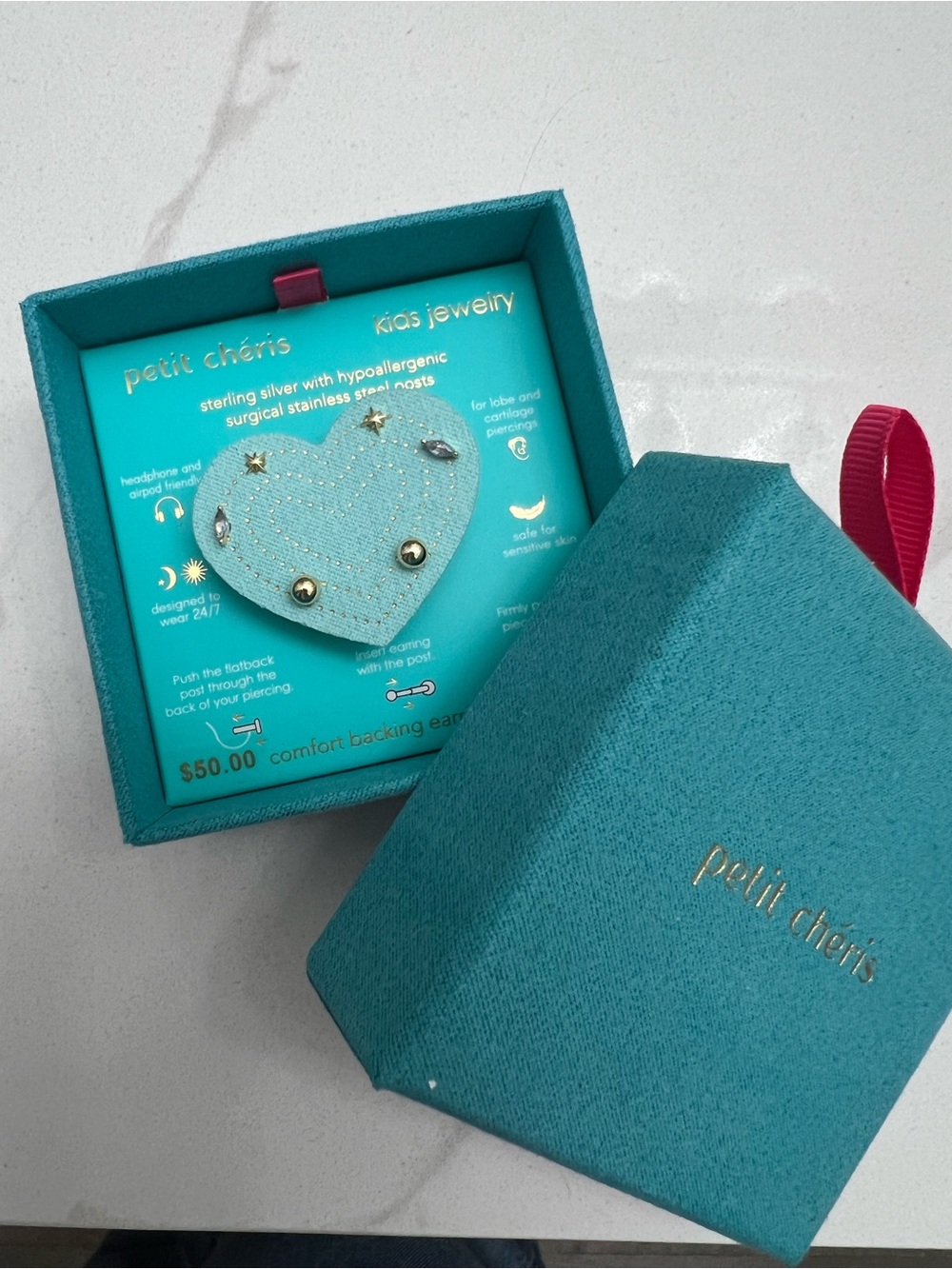 Petit Chéris Kids Sterling Silver Stud Earring Set with Gold Accents